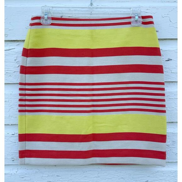 Ann Taylor Dresses & Skirts - Ann Taylor Petite Skirt Womens 4P Lined A-line Yellow Orange Stripe Zipper Back